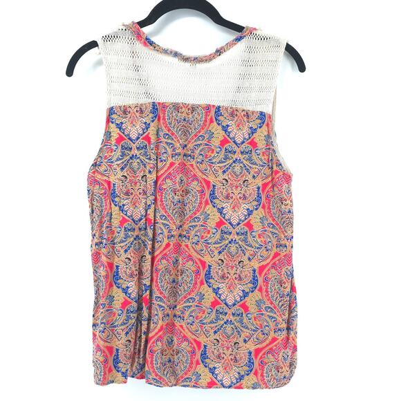 Miss Me Y2K Whimsi Boho Bright Geometric Romantic Crochet Bead Lace Lined Tank S - Picture 10 of 16